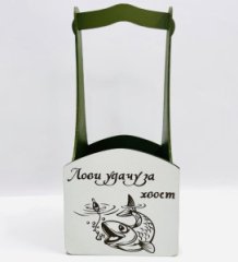 Декоративный ящик квадратный с высокой ручкой 140*125*h300 Лови удачу за хвост хаки