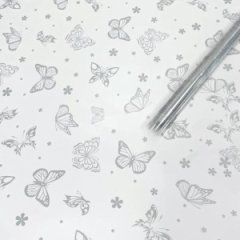 Пленка Летящие Бабочки серебро 70см*200гр ± 5%