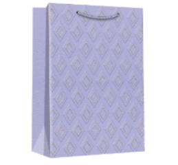 Пакет подарочный Серебрянные ромбы, 32*26*12см, лаванда
