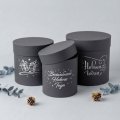 Набор шляпных коробок 3в1 графит с тиснением с Новым Годом серебро,18*18/16*16/13*13
