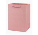 Пакет подарочный с тиснением Сердца 32*26*12см, розовый