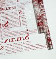 Пленка прозрачная двухцветная с рисунком Газета бело-красная 70см*10ярд ± 5%