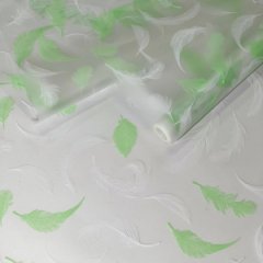 Пленка матовая (MDS) Перьябелый/пастель олива 70см,40мкм,10м