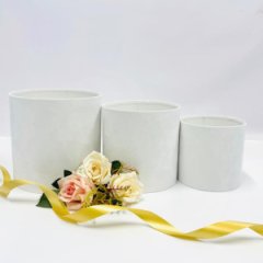 Коробки круглые без крышек Набор из 3х (13*13/16*16/18*18) бархат белый