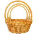 Корзины из ивы, 3шт, круг, 33*33*13, 29*29*12, 23*23*10, медовый