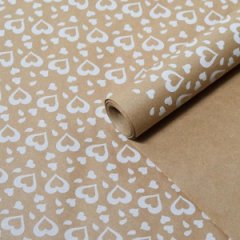 Крафт бумага Валентин белый цв. на коричневом фоне 70 см*8,5 м ±10 см