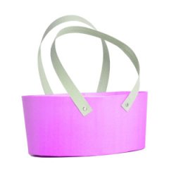 Коробка сумка Овал с 2 ручками светлая фуксия