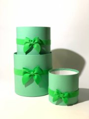Коробки круглые без крышек Набор из 3х (16*16/18*18/20*20) с бантом зеленый