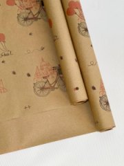 Крафт бумага Парижская прогулка цв.черно-красный на коричневом фоне 720/8,5 м