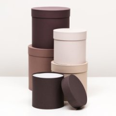 Набор шляпных коробок 5 в 1, коричневый, 23 х 23-15 х 15 см