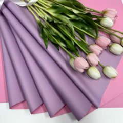 Пленка матовая двухсторонняя сакура/виолет 10 листов 58*58 65мкм