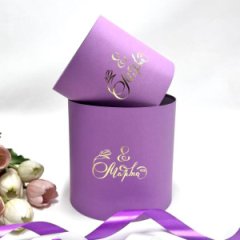 Коробки круглые набор без крышек из 2х (13*13/16*16) сирень с тиснением 8 Марта