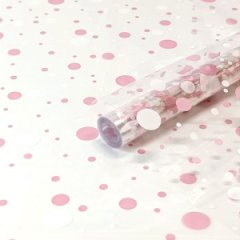 Пленка прозрачная двухцветная Конфетти белый/нюдовый 70см*200гр ± 5%