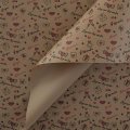 Крафт бумага Я люблю тебя черный/красный на коричневом фоне 680мм/60гр/10м± 5%