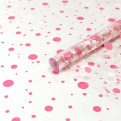 Пленка прозрачная двухцветная Конфетти белый/розовый 70см*200гр ± 5%