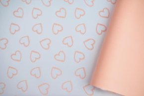 Пленка матовая двухст.с рисункомСердцецв.королевско-розовый 58см*12м±5% 50мкр