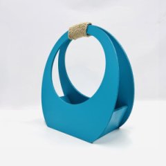 Кашпо сумка круглая большая 350*320*150 бирюзово-синий