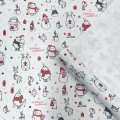 Упаковочная бумага Новогодние друзья красный/черный на белом фоне 720мм/60гр/10м ± 5%