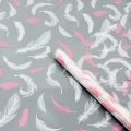 Пленка прозрачная двухцветная Перья белый/нюдовый 68см*200гр ± 5%