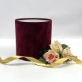 Коробка круглая без крышек 16*16 бархат бордо