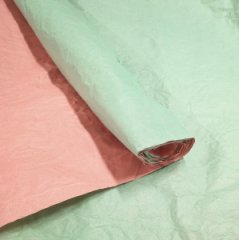 Бумага Эколюкс двухцветная салатовый/красно-коралловый 70см * 5 ярдов ± 5%