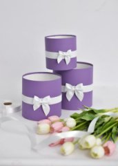 Коробки круглые без крышек Набор из 3х (13*13/16*16/18*18) с бантиком Фиолетовый