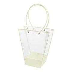 Сумка-трапеция прозрачная с пластиковыми ручками 24x12x26cm кремовый