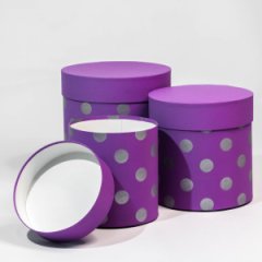 Набор коробок круглый из-3хГорох крупный фуксия (13*13/16*16/18*18)