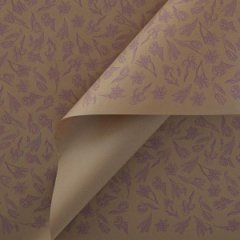 Крафт бумага Ирисы яркий сиреневый цв. на коричневом фоне 720мм/60гр/10м± 5%