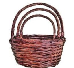 Корзины из ивы 45*15*45, 38*14*40, 32*12*35, 3шт, круг, коричневый