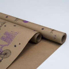 Крафт бумага Парижская прогулка цв.черно-сиреневый на коричневом фоне 720/8,5 м