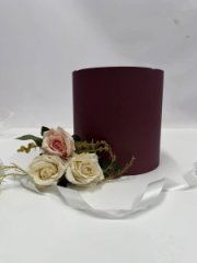 Коробка круглая без крышек 18*18 бордо