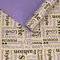 Крафт бумага Love storyдвухсторонняя фиолетовый/черный на коричневом фоне 70см/60гр/60мкр/10м± 5%
