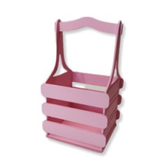 Декоративный ящик из фанеры реечный квадратный 140*125*h240 нежно-розовый