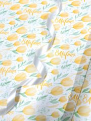 Крафт бумага 8 Марта акварель желтый/зеленый на белом фоне 700мм/60гр/10м ± 5%