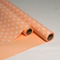 Пленка матовая 2-х сторонняя с рисунком персик-горох белый 580мм/12м±5% 50мкр