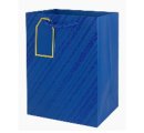 Пакет подарочный Металл диагональ, 32*26*12см, синий