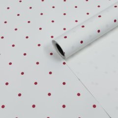 Пленка матовая однотонная Мелкий горошек белый/красный 58см*10м±5% 65мкм