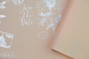 Пленка матовая двухст.с рисунком персик/роза серебро 58см*10м*50микр