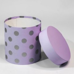 Коробка круглая 16*16 Горох крупный сиреневый пастель