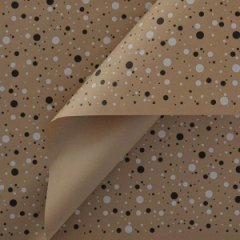Крафт бумага Конфетти черный/белый цв. на коричневом фоне 720мм/60гр/10м± 5%