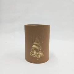 Коробка цилиндр 13*18 крафт без крышки  с тиснением НГ золото Елка