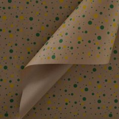 Крафт бумага Конфетти желтый/зеленый цв. на коричневом фоне 720мм/60гр/10м± 5%
