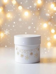 Коробка круглая 13*13 .Новогоднее настроение белый
