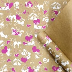 Крафт бумага Ля Мур белый/розовый на коричневом фоне 720мм/60гр/10м ± 5%