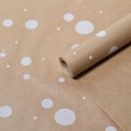 Крафт бумага Горошина крупная белый цв. на коричневом фоне  70 см*8,5 ярд ± 5%