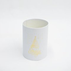 Коробка цилиндр 13*18 белый без крышки  с тиснением НГ золото Елка