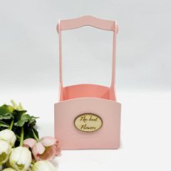 Декоративный ящик из фанеры квадратный с ручкой 140*125*h270 Декор королевско розовый