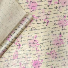 Крафт бумага Розы письмо розовый/графит на коричневом фоне 720мм/40гр/10м ± 5%