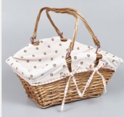 Корзина (ива) 1 шт, прямоугольник, 38*23*Н21, золотой